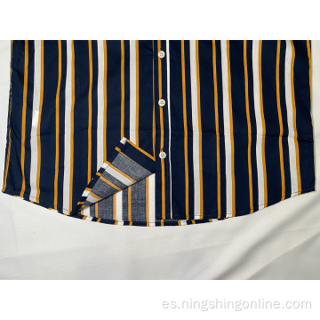 Camisa casual plena de algodón de stripe para hombre